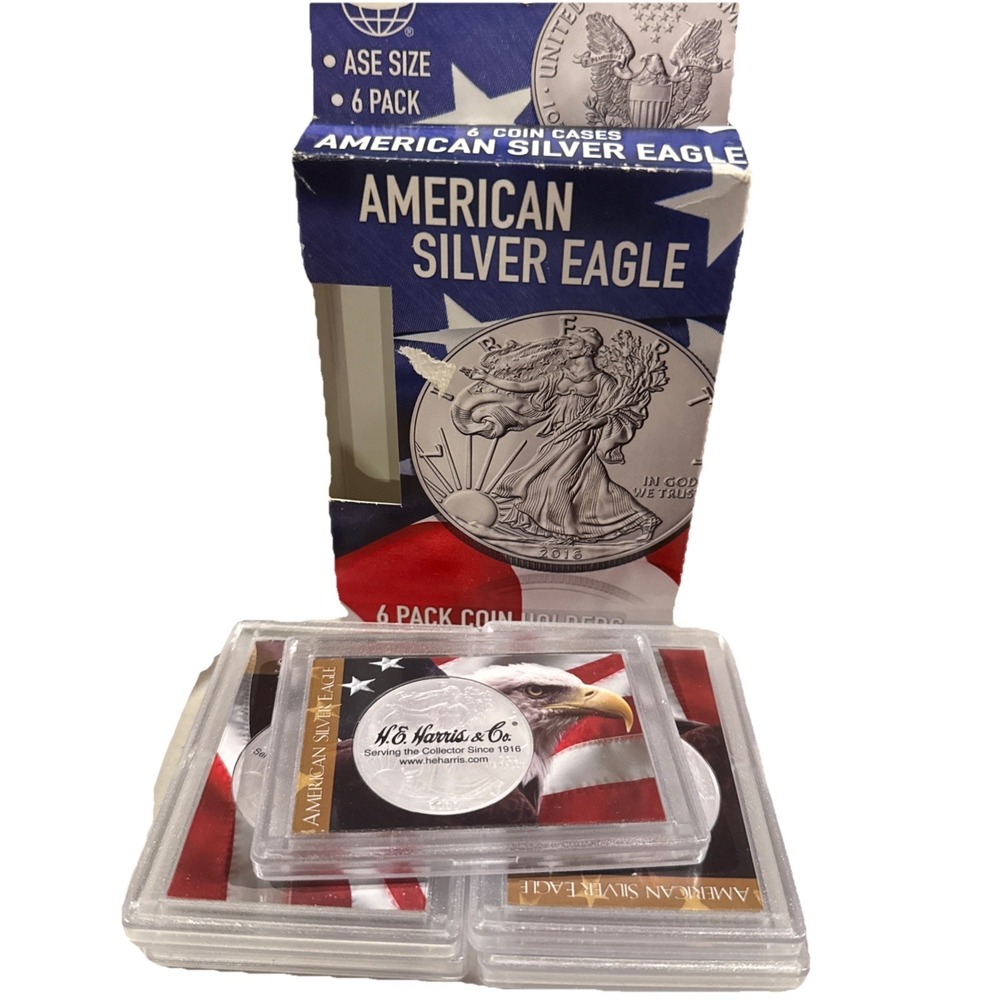 5 HE Harris Eagle & Flag Frosty Case For American Silver Eagle Coin Display Gift